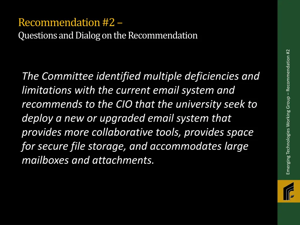 recommendation 2 questions and dialog