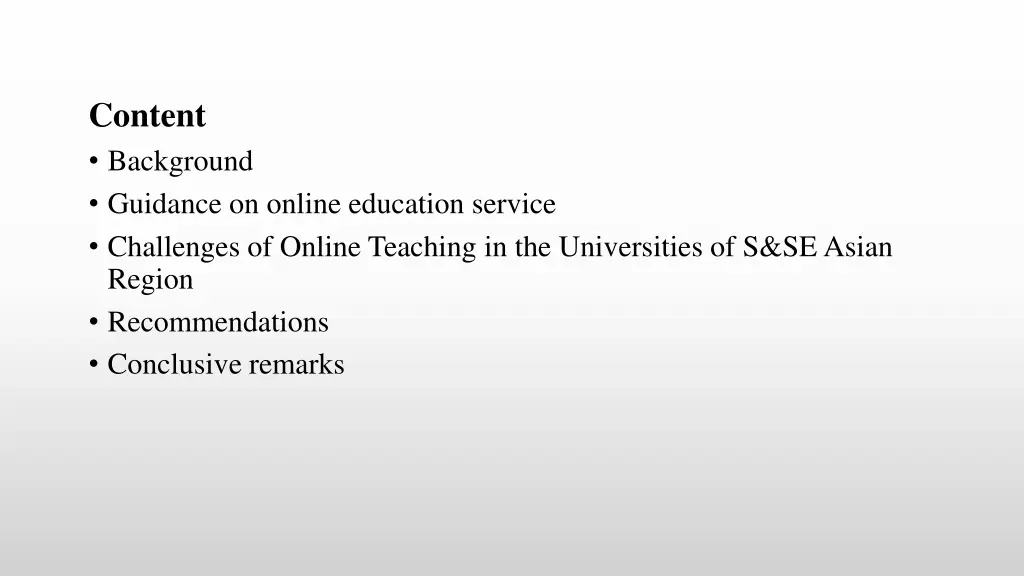 content background guidance on online education