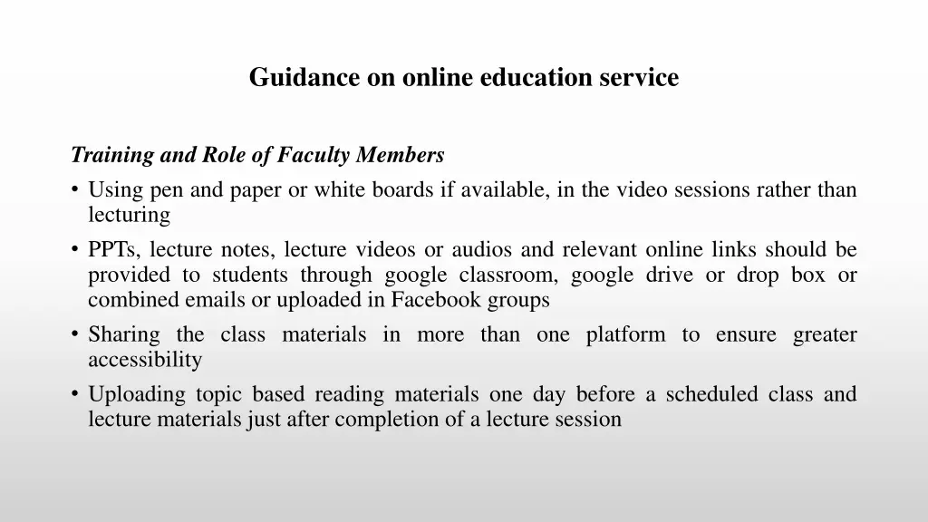 guidance on online education service 5
