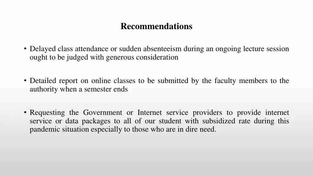 recommendations