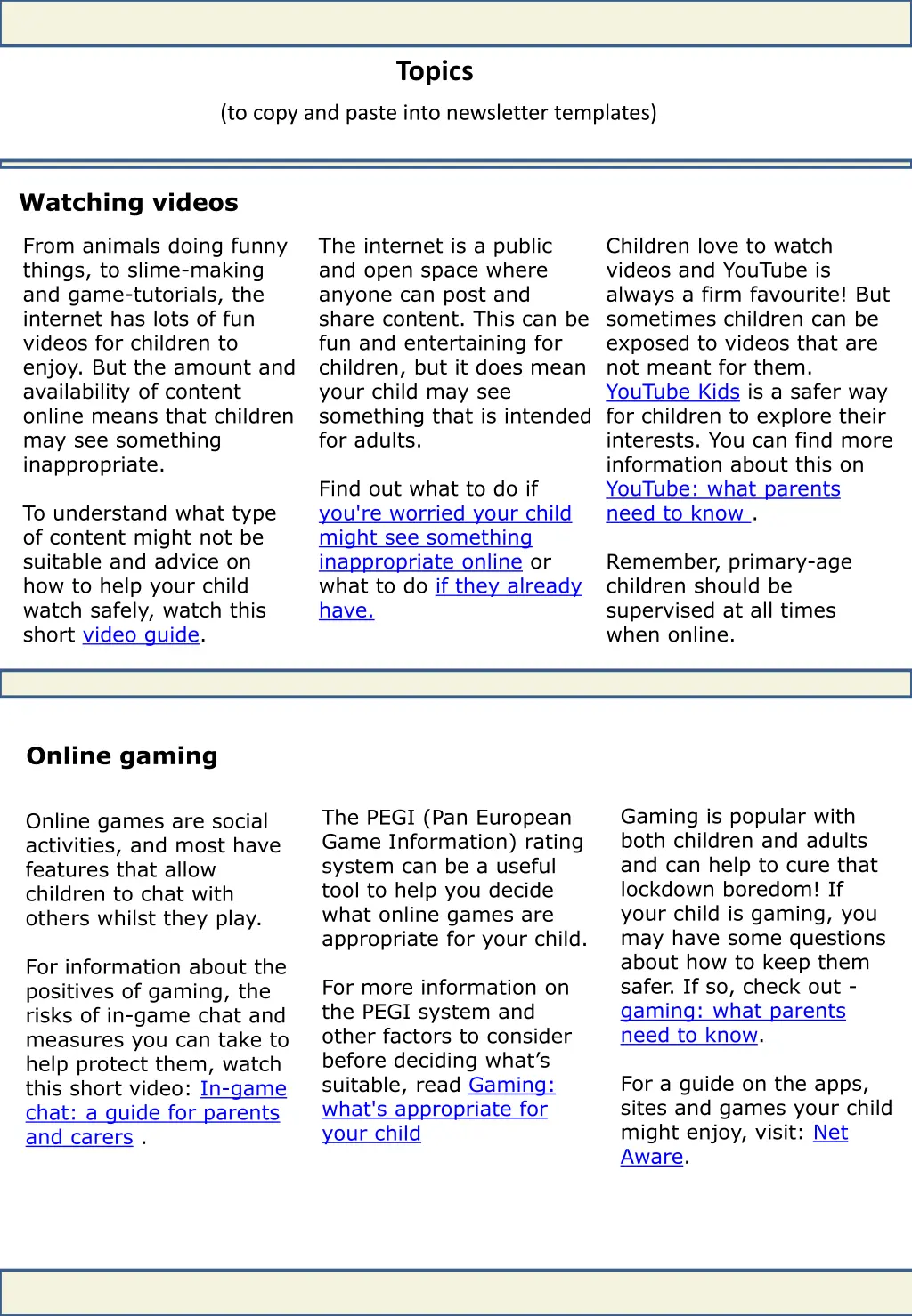 official topics
