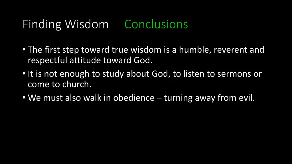 finding wisdom conclusions 1