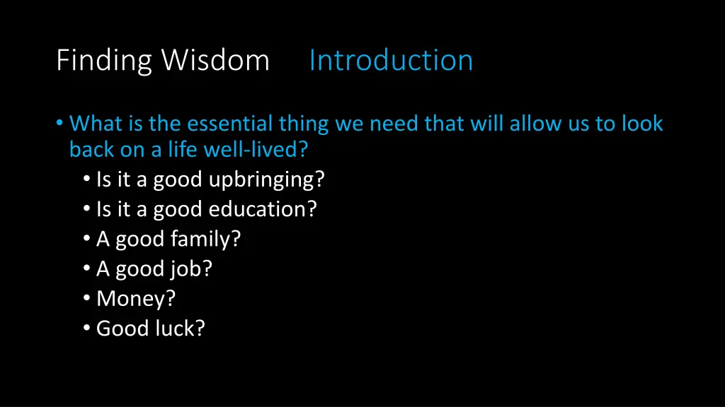 finding wisdom introduction 2