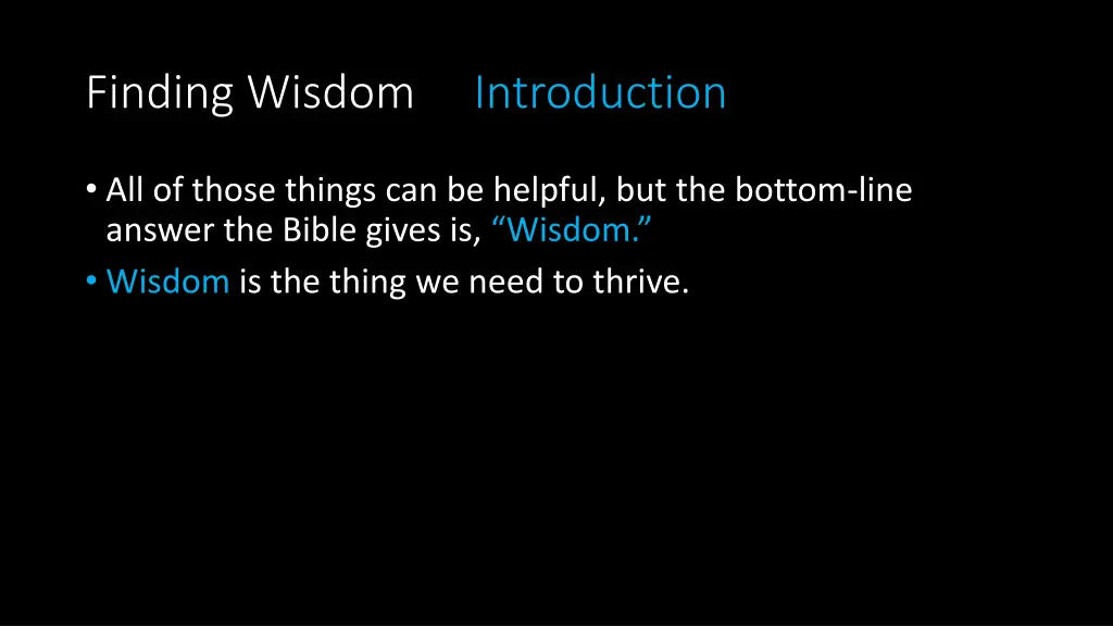 finding wisdom introduction 3