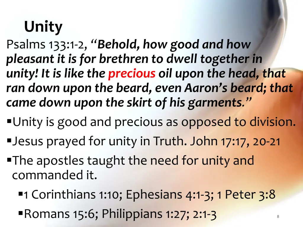 unity psalms 133 1 2 behold how good