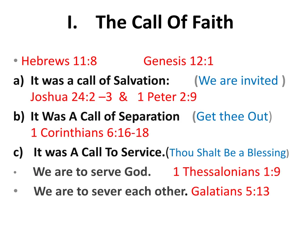 i the call of faith