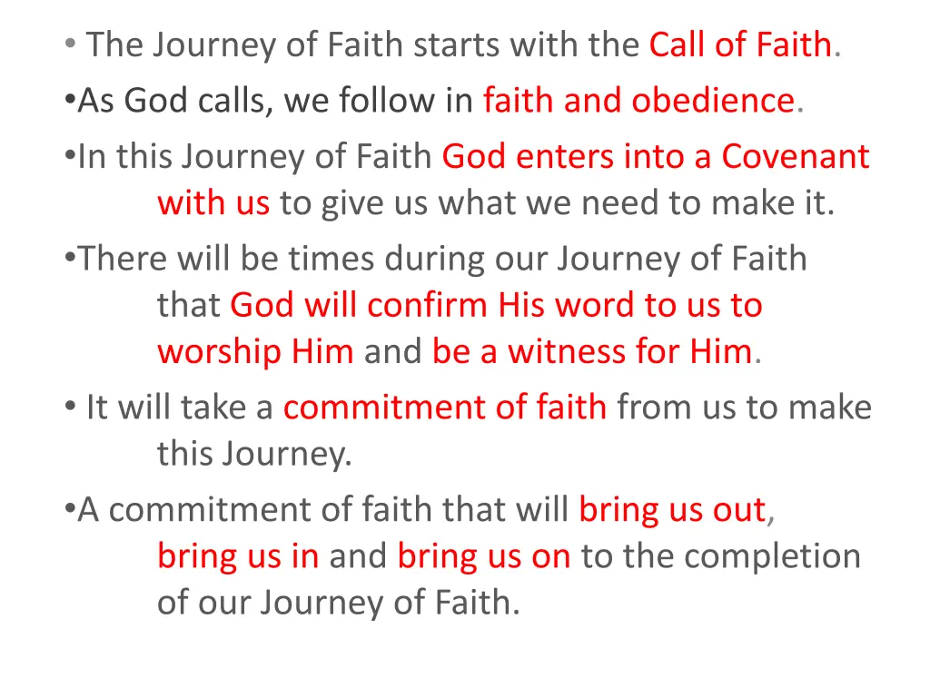 the journey of faith starts with the call