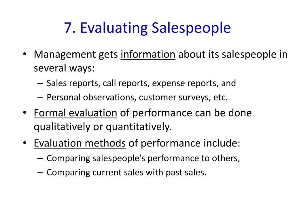 7 evaluating salespeople