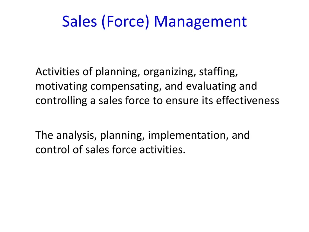 sales force management