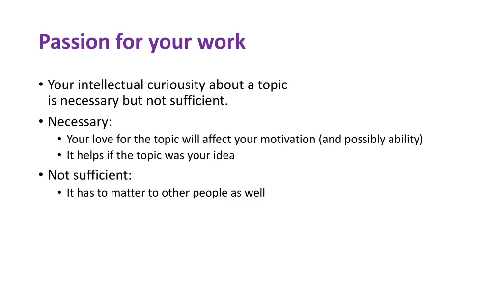 passion for your work