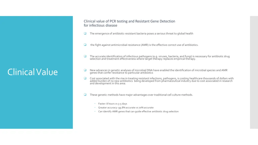 clinical value of pcr testing and resistant gene