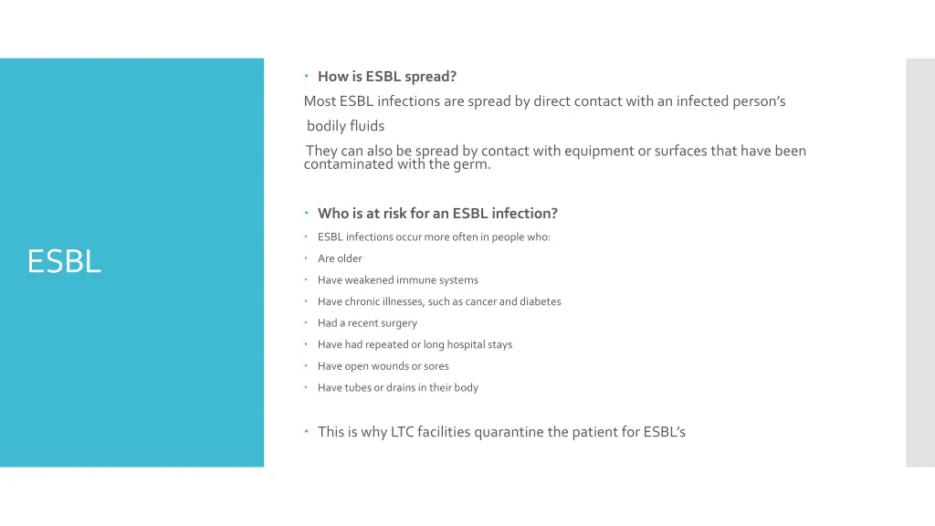 how is esbl spread