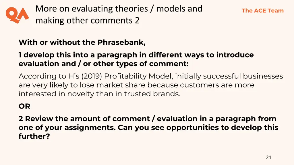 more on evaluating theories models and making 1