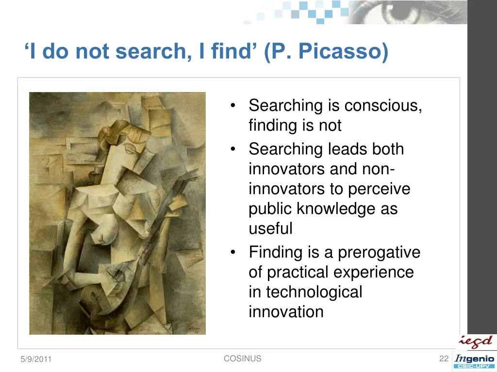 i do not search i find p picasso