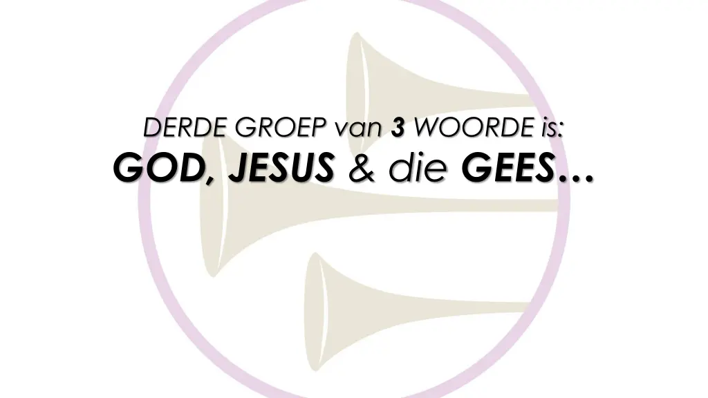 derde groep van 3 woorde is god jesus die gees