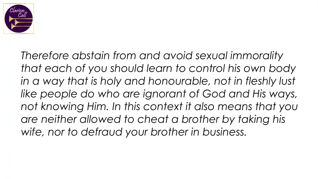 therefore abstain from and avoid sexual