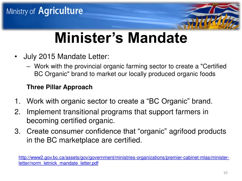 minister s mandate