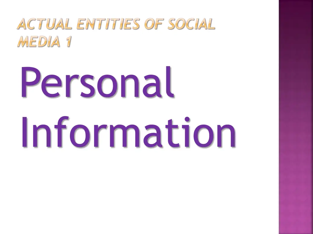 actual entities of social media 1 personal