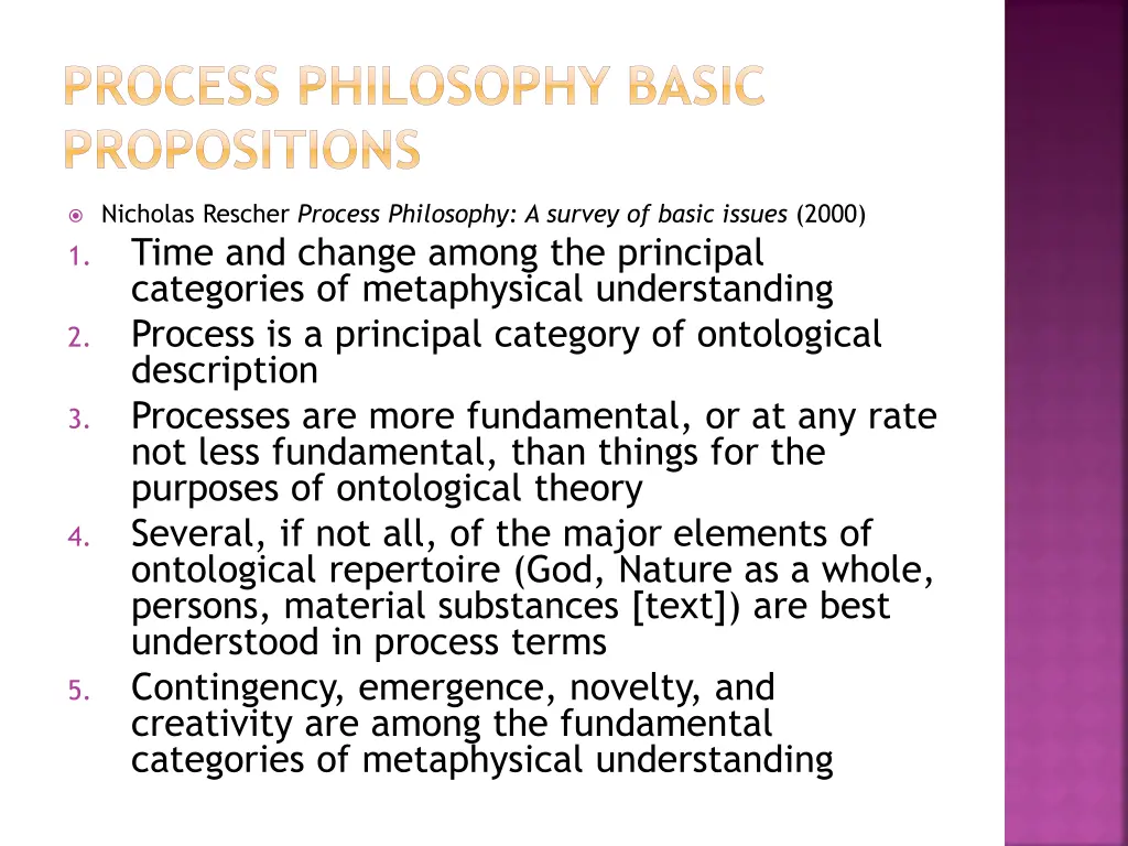 process philosophy basic propositions