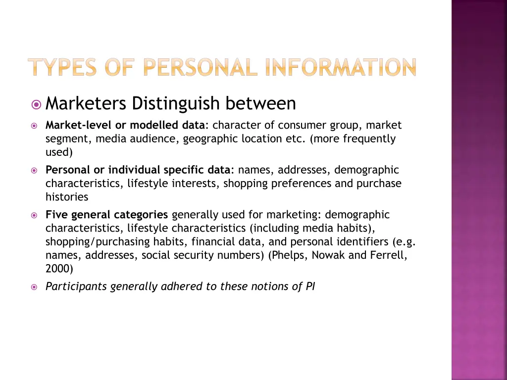 types of personal information