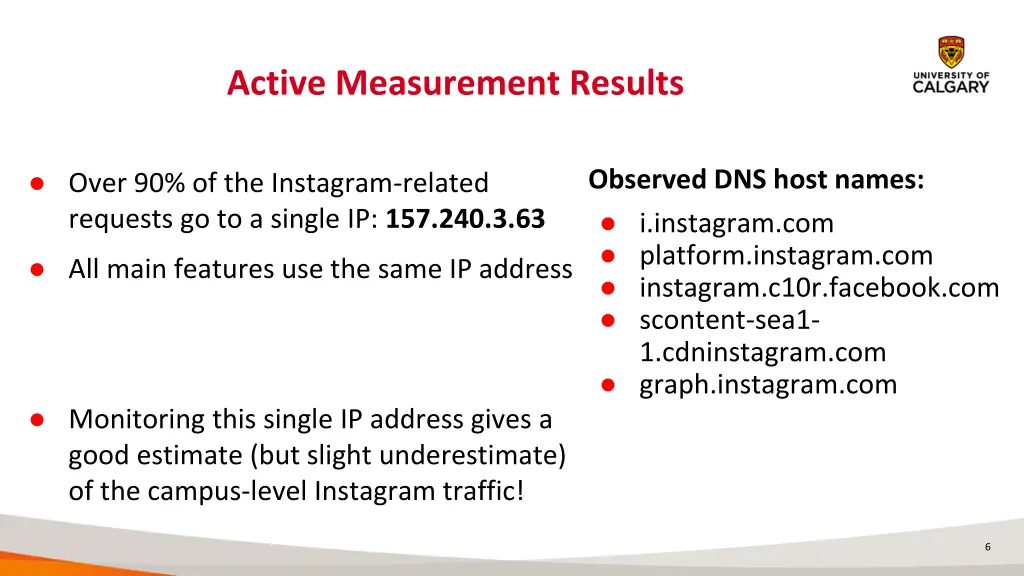 active measurement results