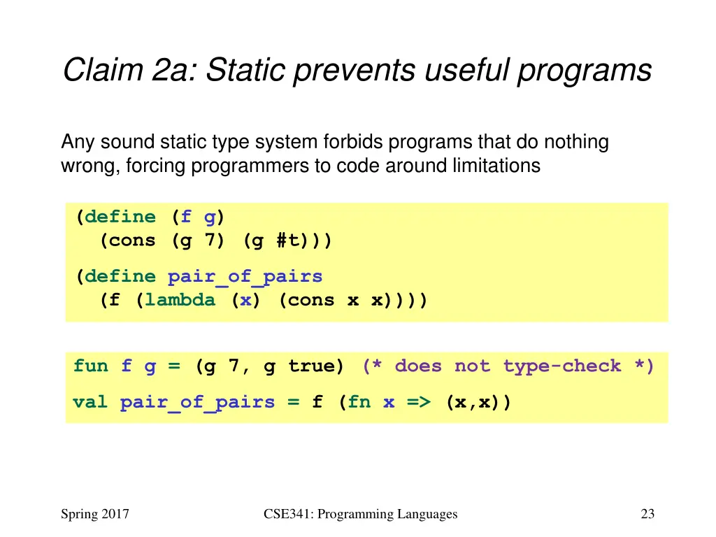 claim 2a static prevents useful programs