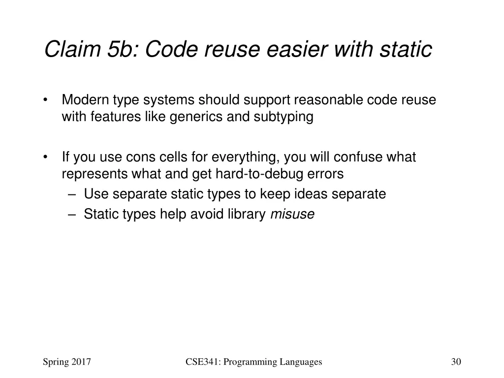 claim 5b code reuse easier with static