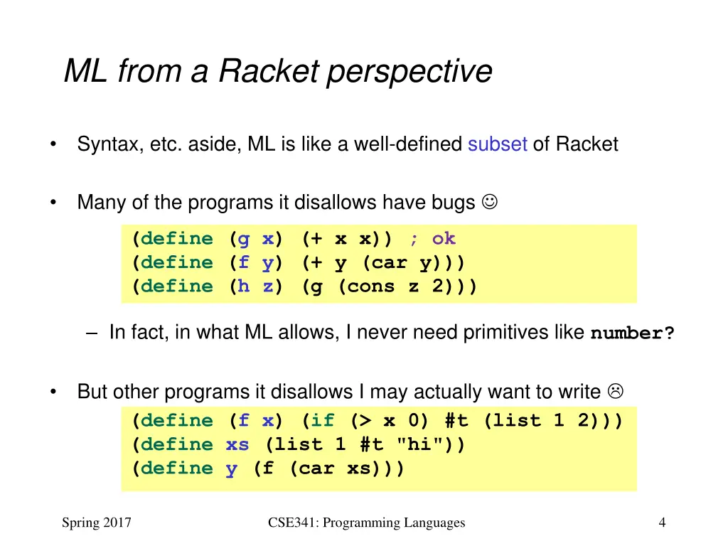 ml from a racket perspective