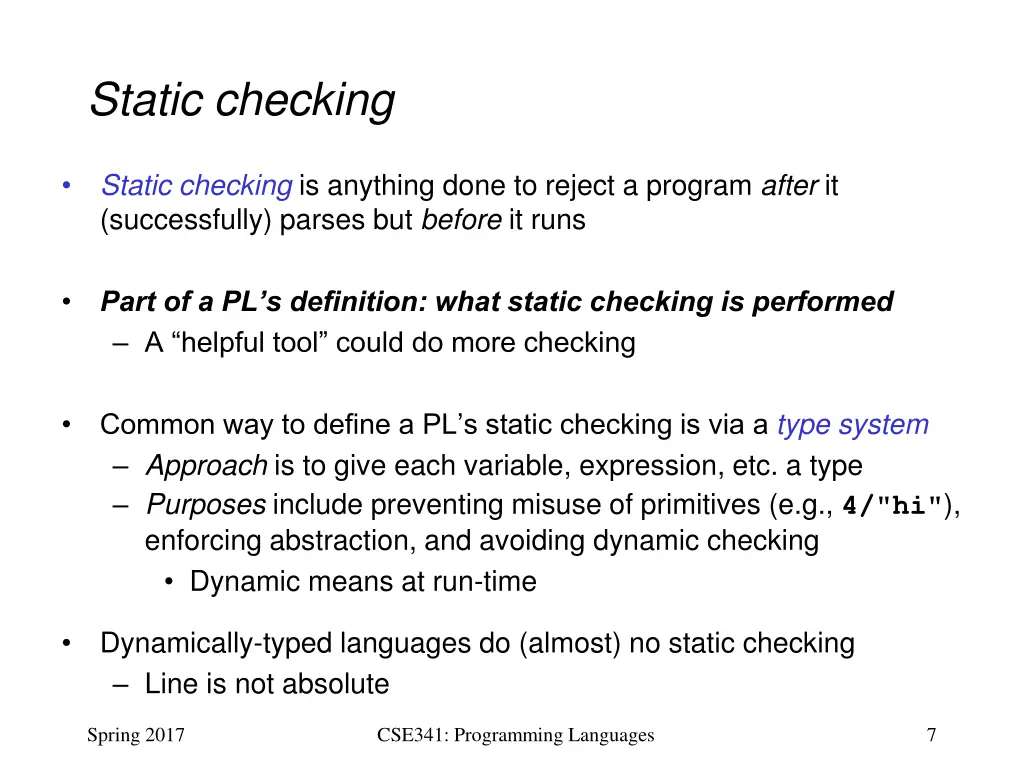 static checking