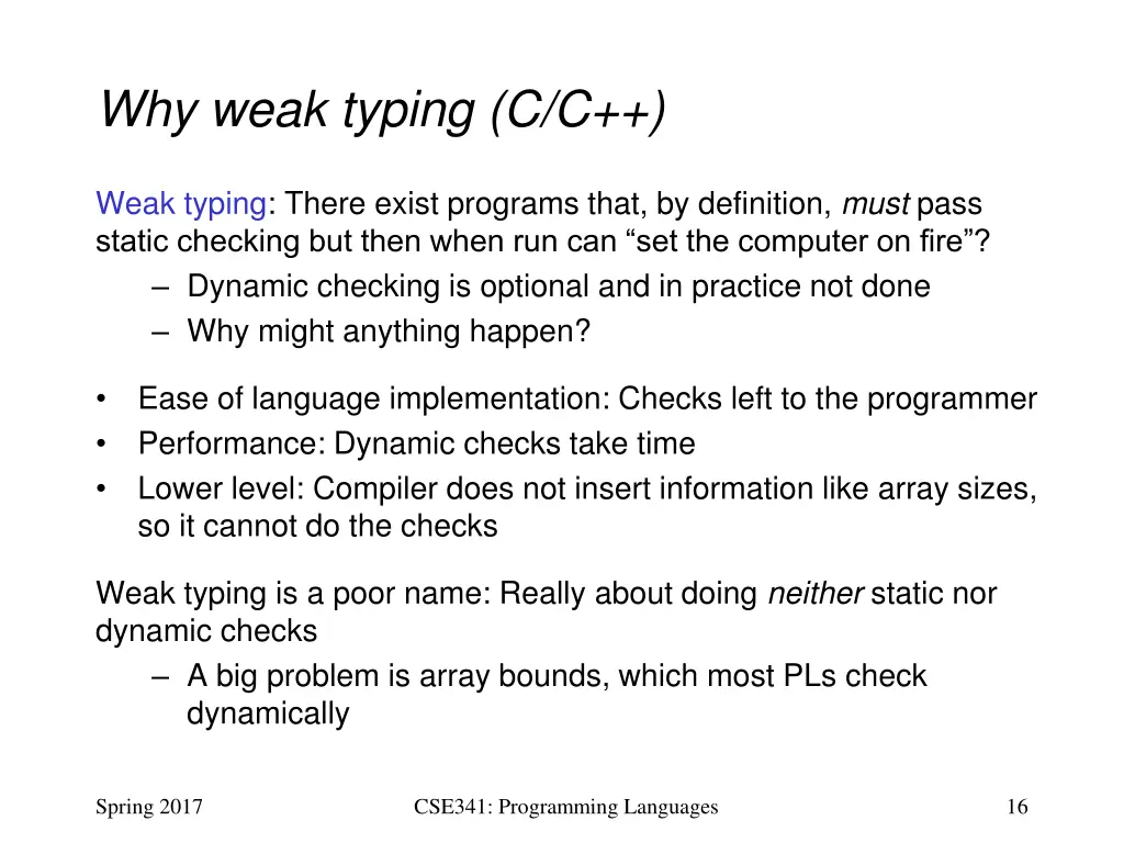 why weak typing c c
