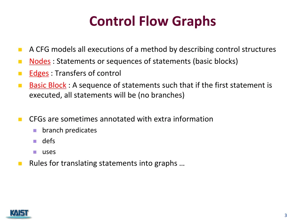 control flow graphs