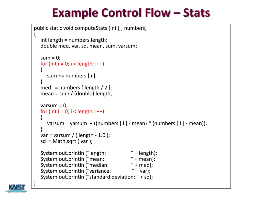 example control flow stats