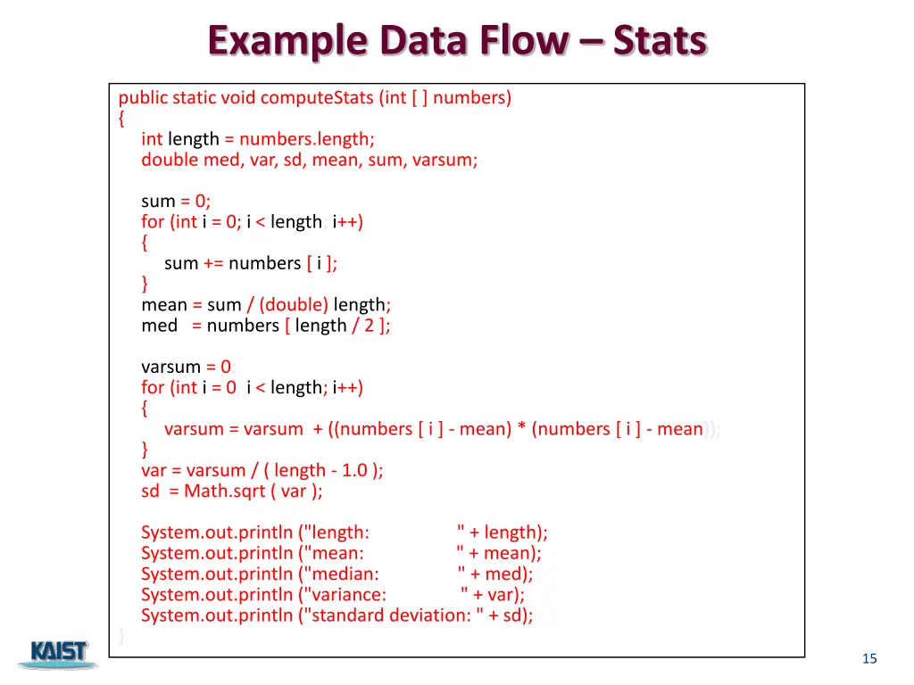 example data flow stats