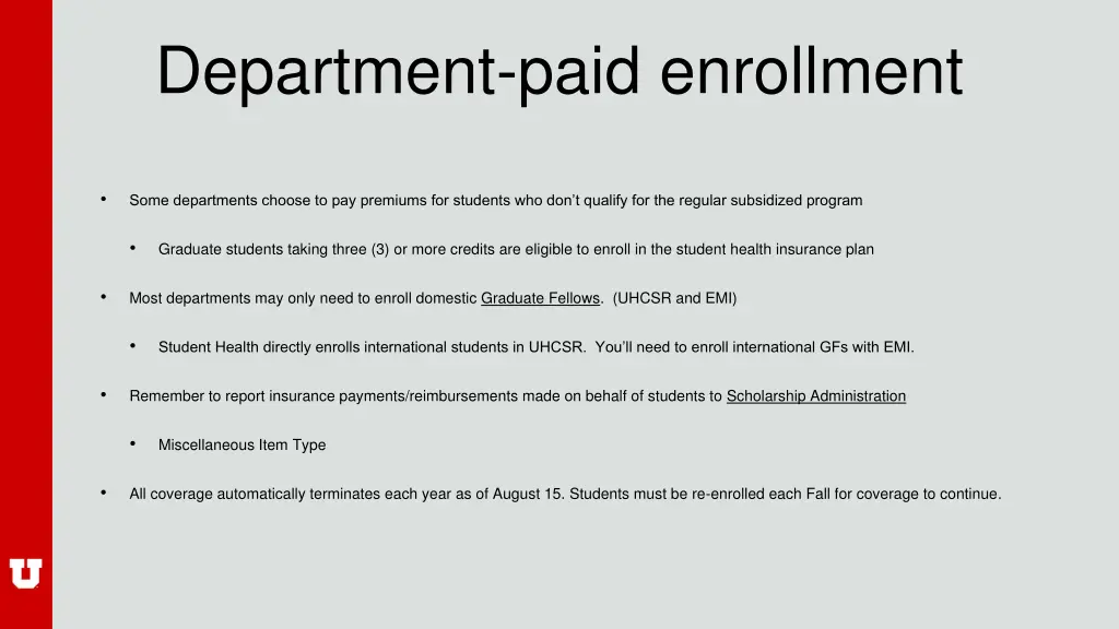 department paid enrollment