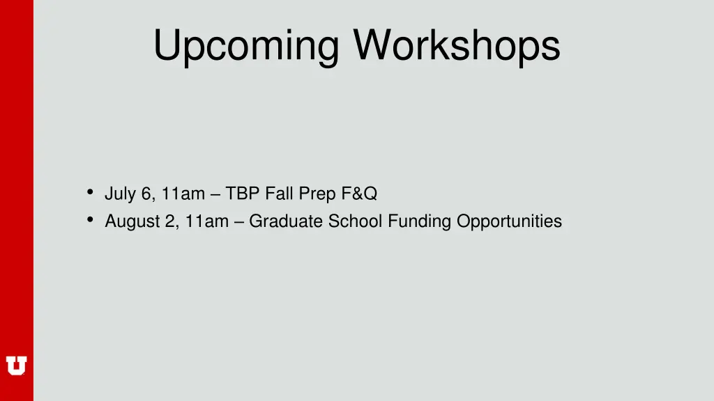 upcoming workshops