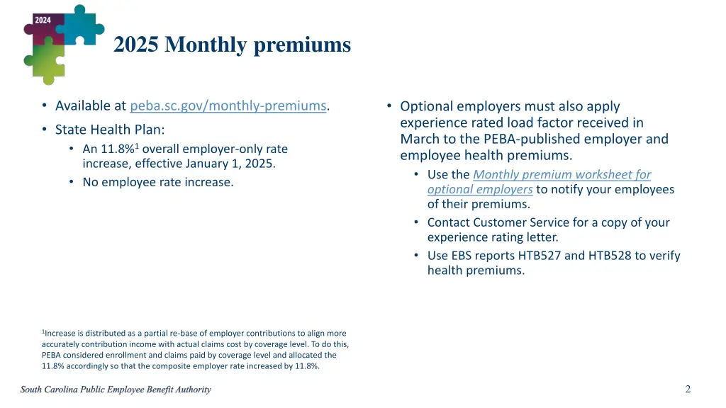 2025 monthly premiums