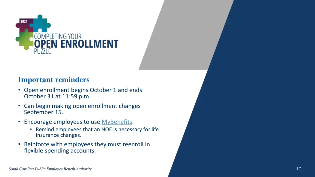 important reminders open enrollment begins