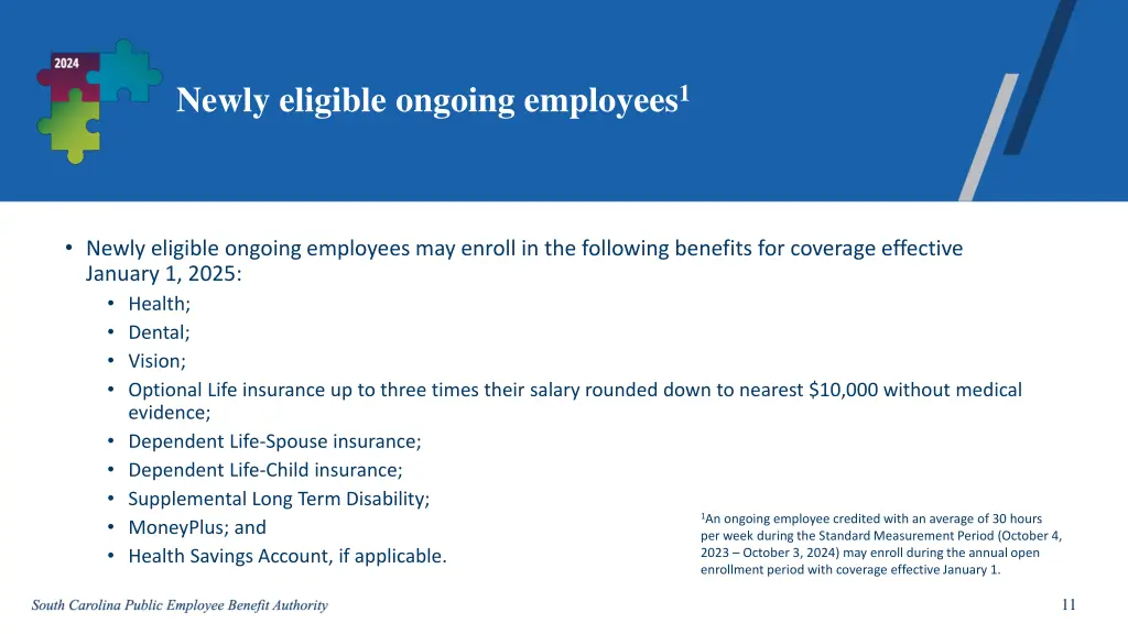 newly eligible ongoing employees 1