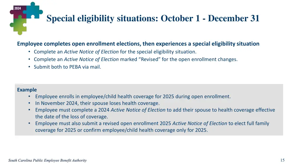 special eligibility situations october 1 december