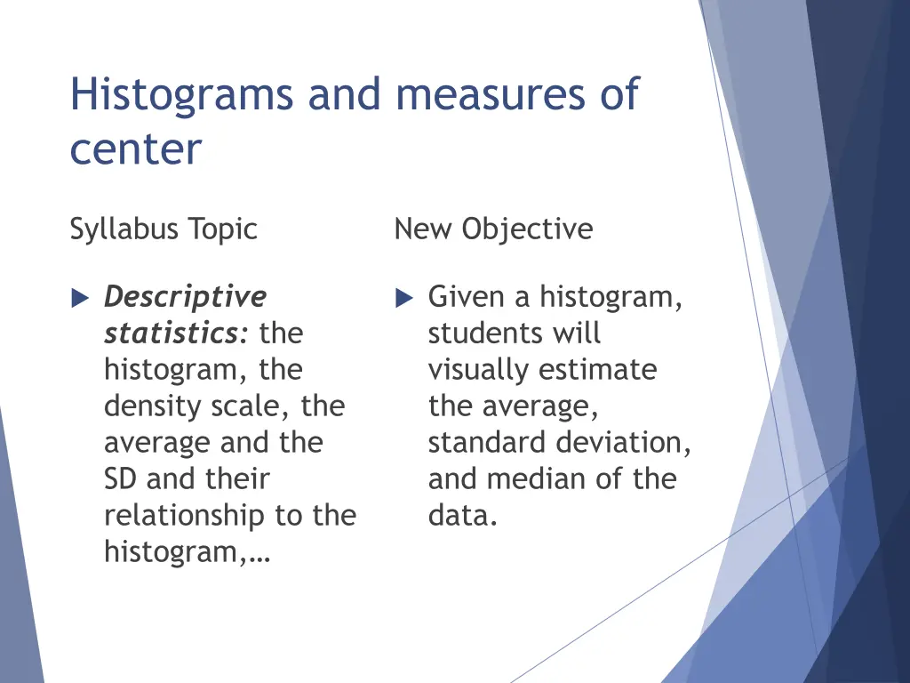histograms and measures of center