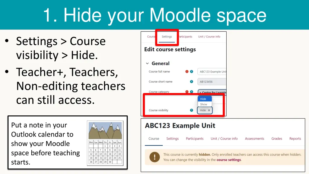 1 hide your moodle space