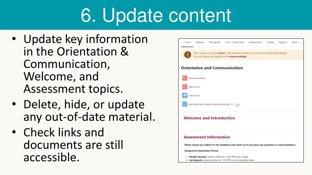 6 update content update key information