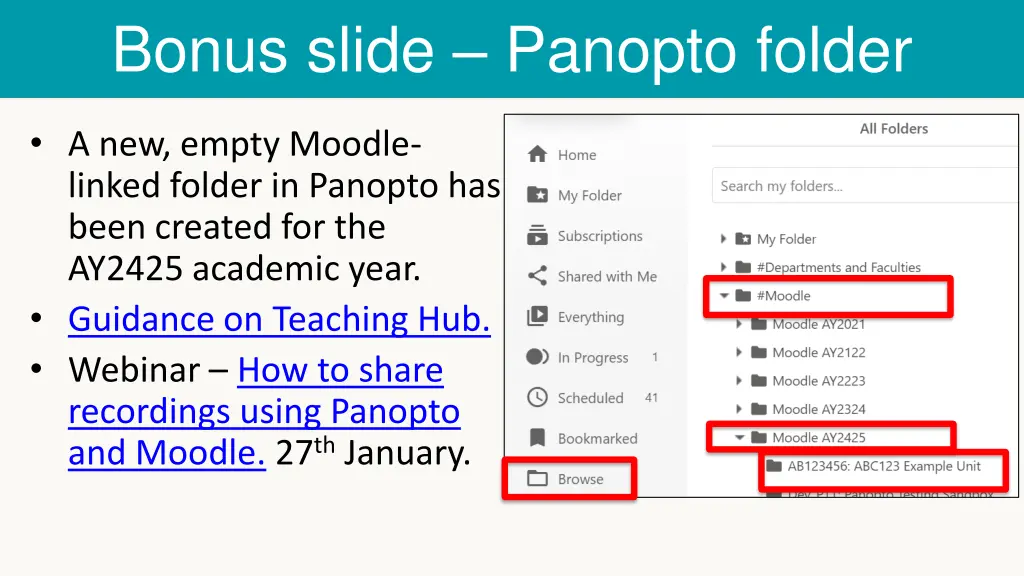 bonus slide panopto folder