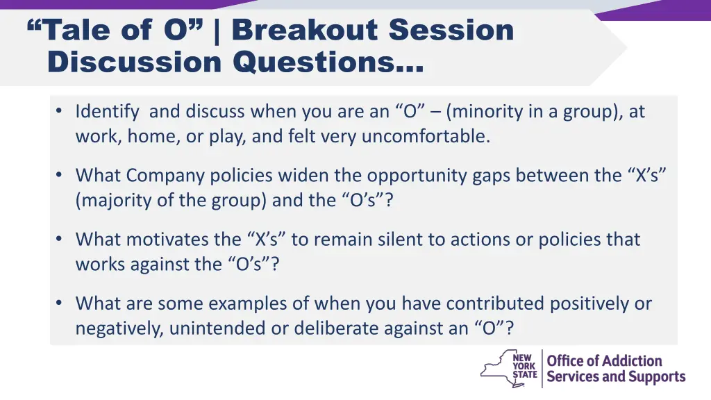 tale of o breakout session discussion questions