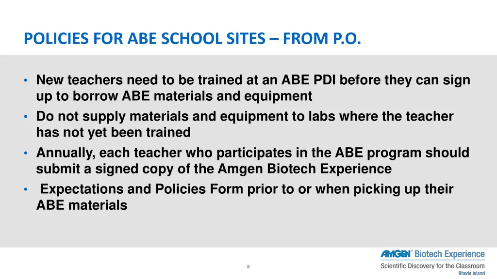 policies for abe school sites from p o