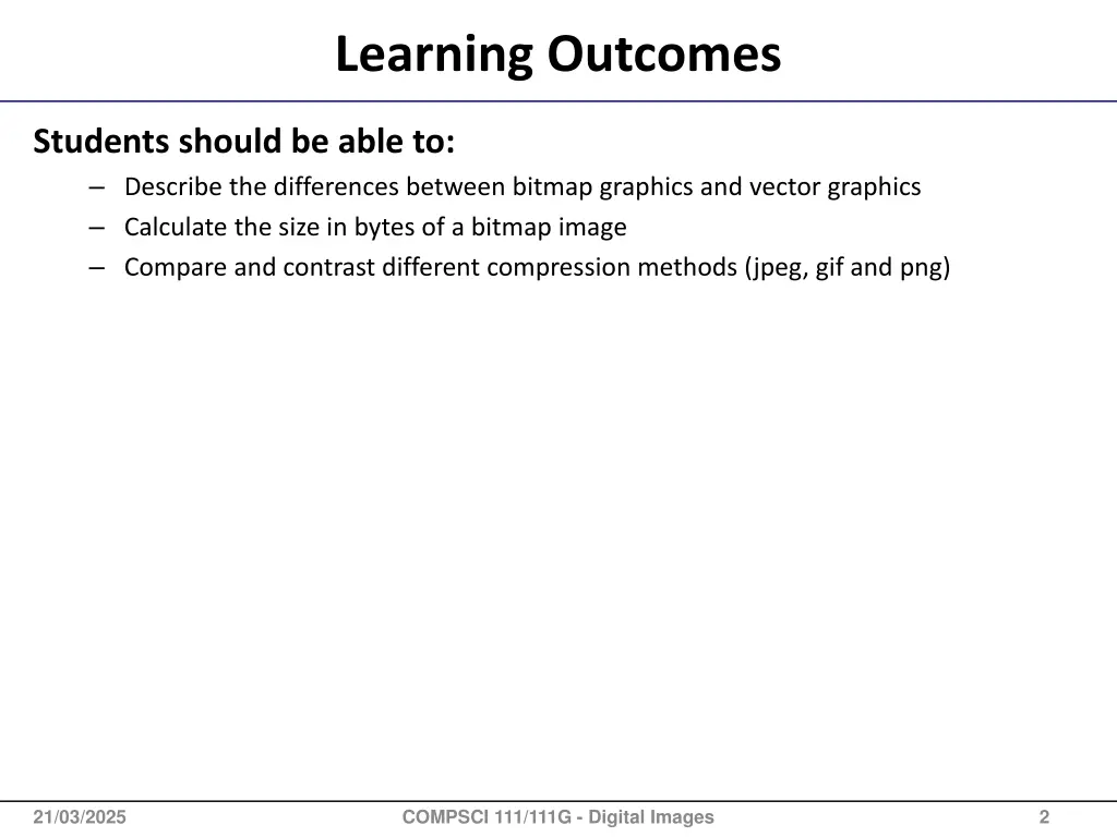 learning outcomes