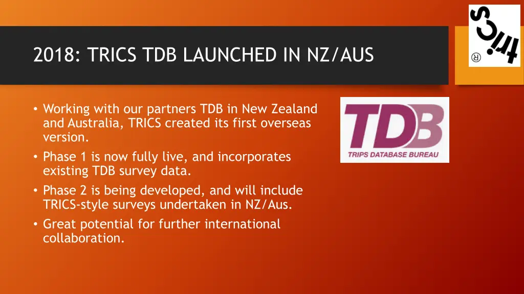 2018 trics tdb launched in nz aus