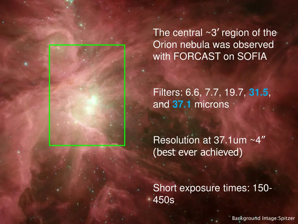 the central 3 region of the orion nebula