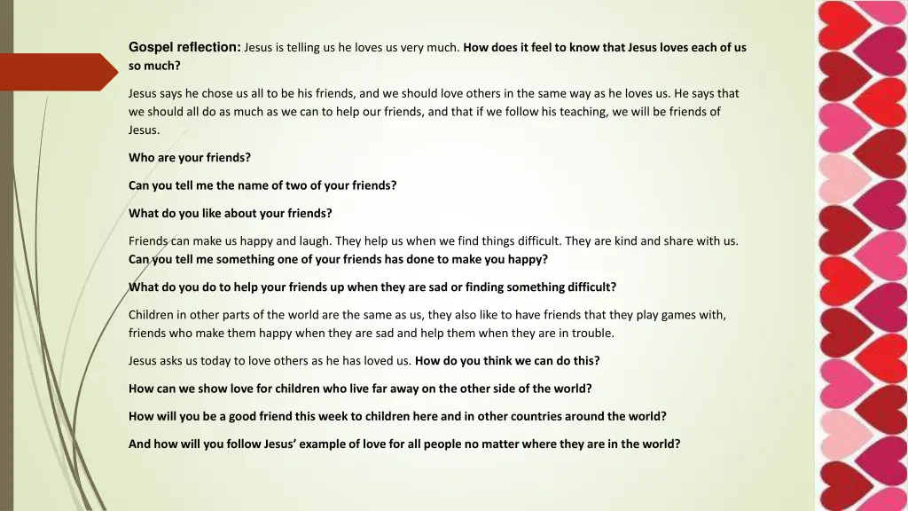 gospel reflection jesus is telling us he loves