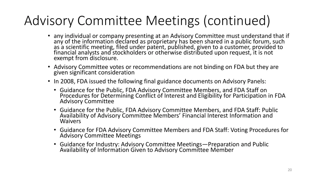 advisory committee meetings continued